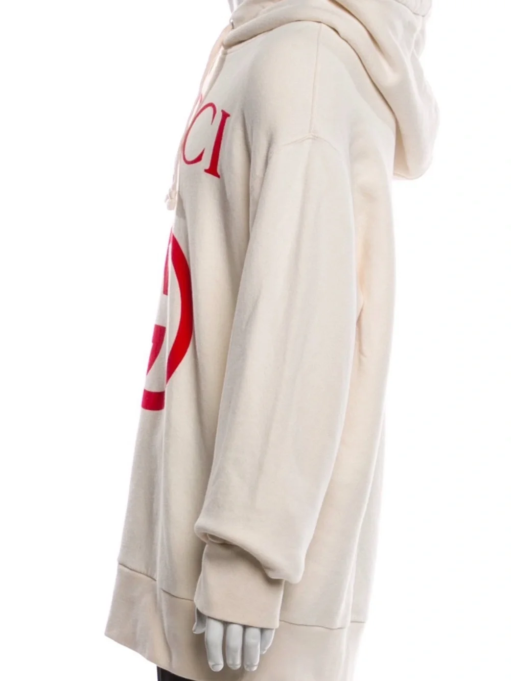 Gucci big logo Cream Pullover Hoodie with Red Logo Print